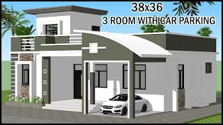 गाँव के लिए 3 Room With Car Parking का लाजवाब डिजाइन | 38x36 3 Room Villa Design| Gopal Architecture