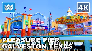 [4K] Historic Pleasure Pier in Galveston Island, Texas USA - Walking Tour & Travel Guide 🎧