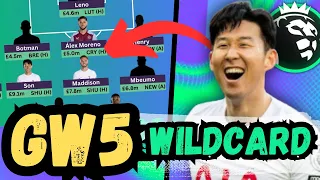 BEST GAMEWEEK 5 WILDCARD TEAM! Fantasy Premier League 23/24