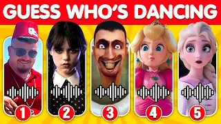 Guess Who Is Dancing? | Wednesday, Peach, Elsa, One Two Buckle My Shoe, Skibidi Dom Dom Yes Yes