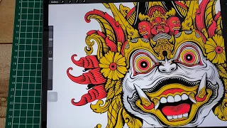 Time-Lapse Drawing Wayang Wong Bali on iPad pro ( Procreate app )