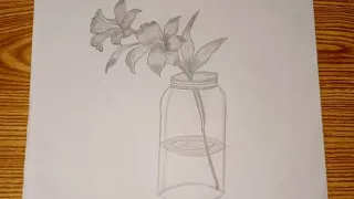 How to draw beautiful orchid flowers in a jar | easy drawing | the art of areesh