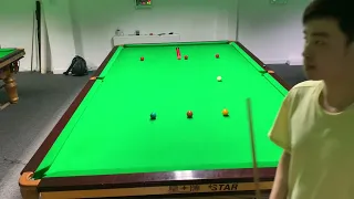 Si Jiahui practising at Victoria's Snooker Academy, Sheffield