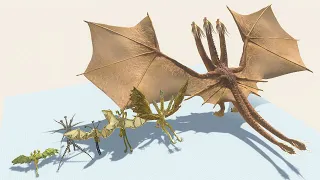 King Ghidorah of Evolution VS All Dinosaurs Rescue Godzilla & KONG The New Empire King Ghidorah ARBS