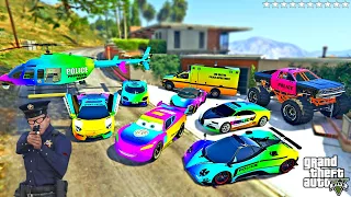 GTA 5 - Stealing Luxury Rainbow Police SuperCars with Franklin! (Real Life Cars #68)