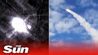 Russia launches rocket and destroys Ukrainian base in huge fireball