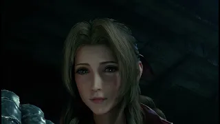 aerith about to cry while thinking about Zack