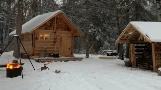 COLD snowy SOLO overnight at the Tiny Cabin - How I managed to survive!