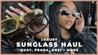 MY LUXURY SUNGLASS COLLECTION STARTING at $55! | QUAY, DEZI, PRADA, BALENCIAGA TRY ON