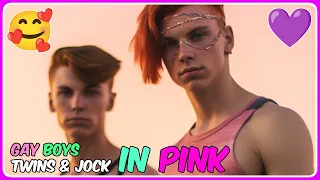 BARBIE Mode 🩷 Gay Boys wearing Pink TANK TOP 🏳️‍🌈 Twins & Jocks on the Beach 🔥 (AI)