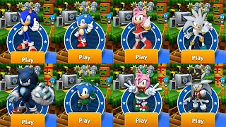 Sonic Dash - SONIC VS CLASSIC SONIC AMY SILVER WEREHOG SONIC ELF CLASSIC SONIC JINGLE BELLE AMY