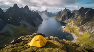 LOFOTEN, Backpacking, Hiking & Solo Camping Arctic Norway, Climbing Hermannsdalstinden Pinnacle