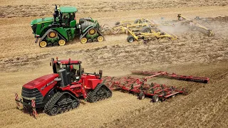 Biggest tractors in the world in action - John Deere 9620RX vs. Case IH Quadtrac 620