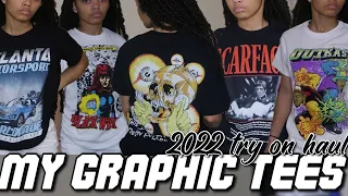 my graphic tee collection 2022 +try on haul (25+ items)| genesis aymari