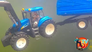 BRUDER Toys TRAKTOR New Holland CRASH diving! | KIDS Video | Action Video