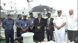 Fijian Prime Minister inspects a new Navy Vessel