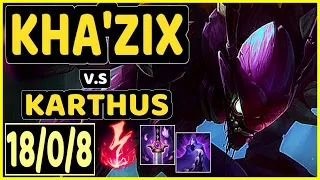 KHA'ZIX vs KARTHUS - 18/0/8 KDA JUNGLE GAMEPLAY - EUW Ranked DIAMOND