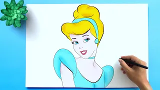 Cinderella Drawing Step by Step Easy | How to Draw Disney Princess #Cinderella