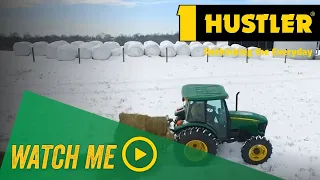 Dan Hedgespeth feeding his cattle with his 2018 Hustler SL360X round bale feeder making it easy