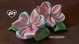 Цветок канзаши двухцветный МК🌷Amazing ribbon flowers. Hand embroidery ideas🌷Flor de la cinta🌷245