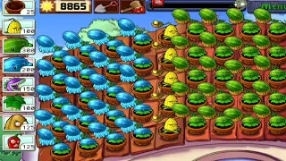 Plants vs Zombies - Melons, Winter Melons and other plants vs All Zombies - Roof 5 flags completed.