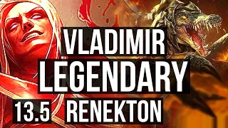 VLADIMIR vs RENEKTON (MID) | Quadra, Legendary, 66% winrate, 15/5/12 | KR Master | 13.5