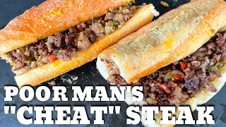 Ground Beef Cheese Steak on the Griddle - Easy Blackstone Griddle Sandwich!