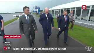 Лукашенко приехал на гребной канал в Заславле поддержать спортсменов
