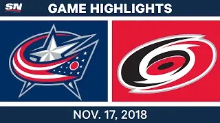 NHL Highlights | Blue Jackets vs. Hurricanes – Nov. 17, 2018