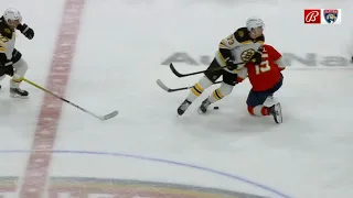 Charlie McAvoy Hit Against Anton Lundell