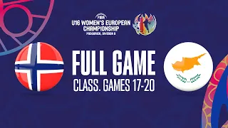 Norway v Cyprus | Full Basketball Game | FIBA U16 Women's European Championship 2023 - Division  B