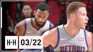 Blake Griffin Triple-Double & Andre Drummond Full Highlights Pistons vs Rockets (2018.03.22)