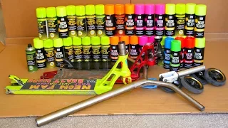 CRAZIEST NEON SCOOTER PARTS SPRAY PAINTING EVER!