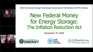 New Federal Money for Energy Storage: The Inflation Reduction Act (12.16.2022)