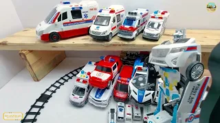 Ambulance collection, transforming police car, running classic train, transforming ambulance