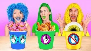 ¡SIN MANOS VS 1 MANO VS 2 MANOS! ¡Situaciones divertidas con comida de 123 GO! CHALLENGE