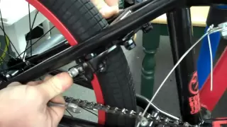 Final brake adjustment on our BMX bike build