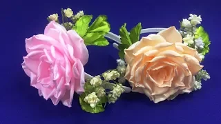 Ribbons rose and gipsophila/Rosa y gypsophila de cintas/Роза и гипсофила из лент
