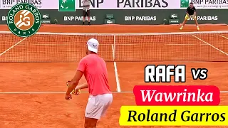 Rafael Nadal battles with Stan Wawrinka in Practice at Roland Garros 2024