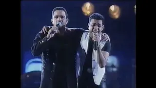 Amigos 1996 REDE GLOBO - Zezé Di Camargo & Luciano cantam "Preciso Ser Amado" - Show Amigos Paulínia