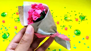 DIY How to make paper flowers bouquet ♻ miniature crafts with paper