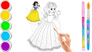 Coloring with Sticker Book Dress Up Disney Princess Ariel,Snow White,Belle,Cinderella,