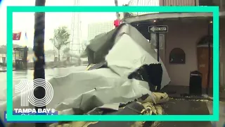 Video: Hurricane Ida rips awning off building in New Orleans