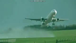 White A321 take off after snow flurry at LBA 10/03/19