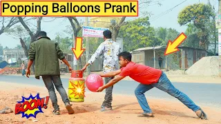 Popping Balloons Prank On Fake LPG Cylinder Blast Prank | By Razu prank tv