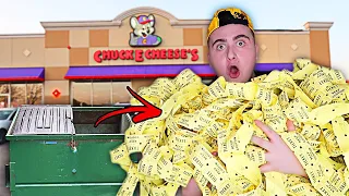 Dumpster Diving At Chuck E Cheese JACKPOT!! FOUND TICKETS!! SOLVING PIZZA CONSPIRACY! (BUSTED!)