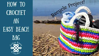 Crochet with recycled plastic to make a great bag!