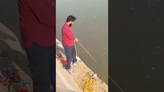 Magnetic Fishing || My Heavy Weight Magnet Stuck With Bridge Iron Rod In Son River || #Shorts