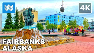 [4K] Downtown Fairbanks in Alaska USA - Virtual Walking Tour & Travel Guide 🎧 Binaural ASMR