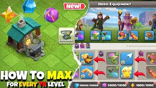 How To Easily Max HERO EQUIPMENT For Every Townhall - coc blacksmith